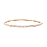 DBG00189. 14K Solid Gold Baguette Diamond Bangle